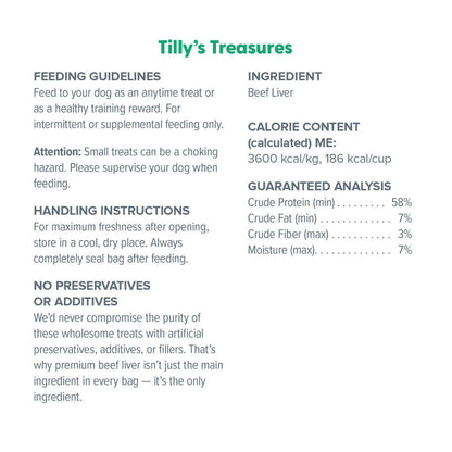Dr. Marty Tilly’s Treasures Freeze Dried Beef Liver Dog Treats