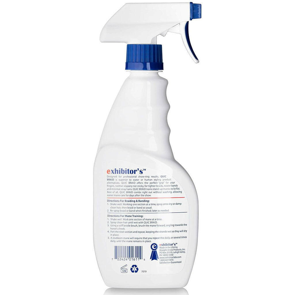 Exhibitor's Quic Braid  Mane & Tail Control Spray for Horses