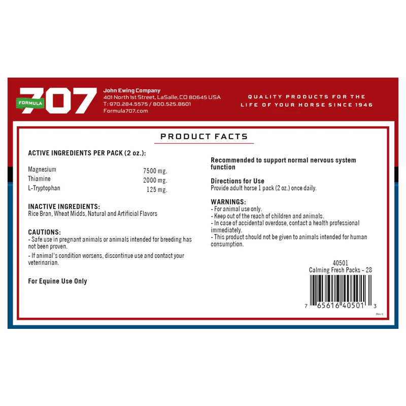 Formula 707 Calming Pellets Daily Fresh Packs For Horses (28 Day Supply)