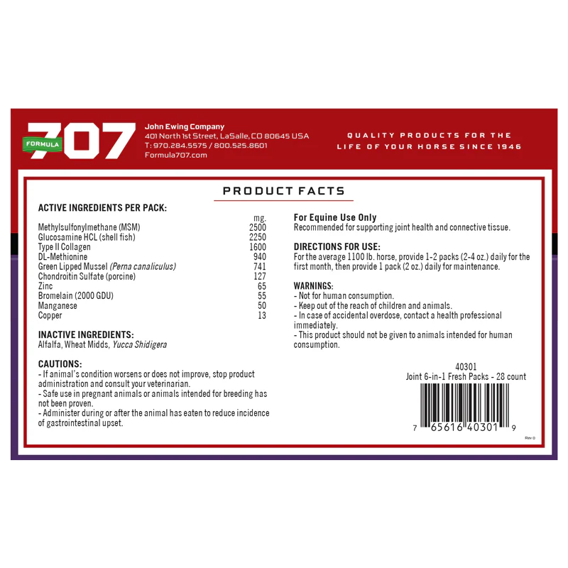 Formula 707 Joint 6-in-1 Daily Fresh Packs For Horse (28 Day Supply)