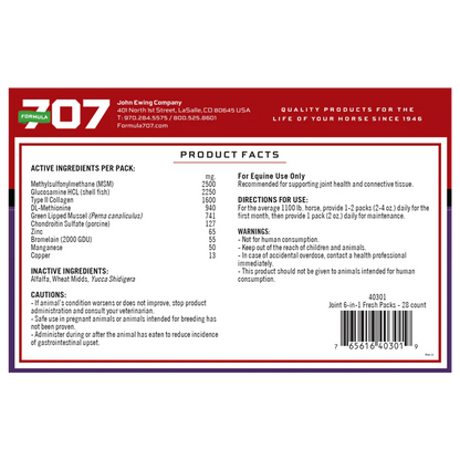 Formula 707 Joint 6-in-1 Daily Fresh Packs For Horse (28 Day Supply)