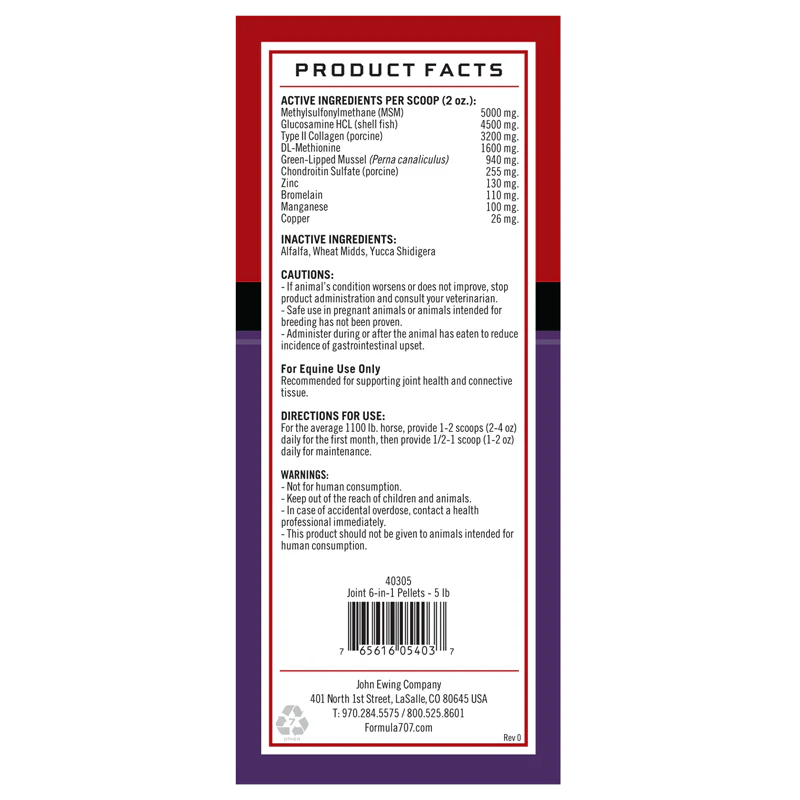 Formula 707 Joint 6-in-1 Pellets Horse Supplement