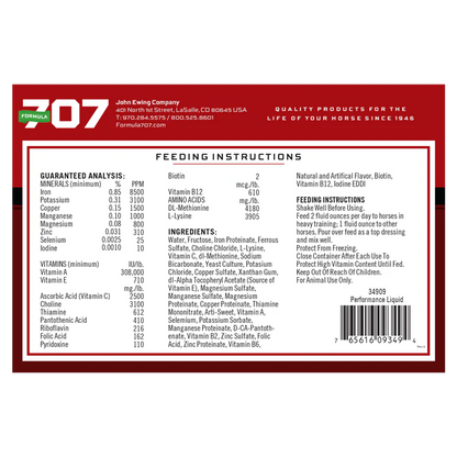Formula 707 Performance Liquid Horse Supplement (1 Gallon, 128 Servings)