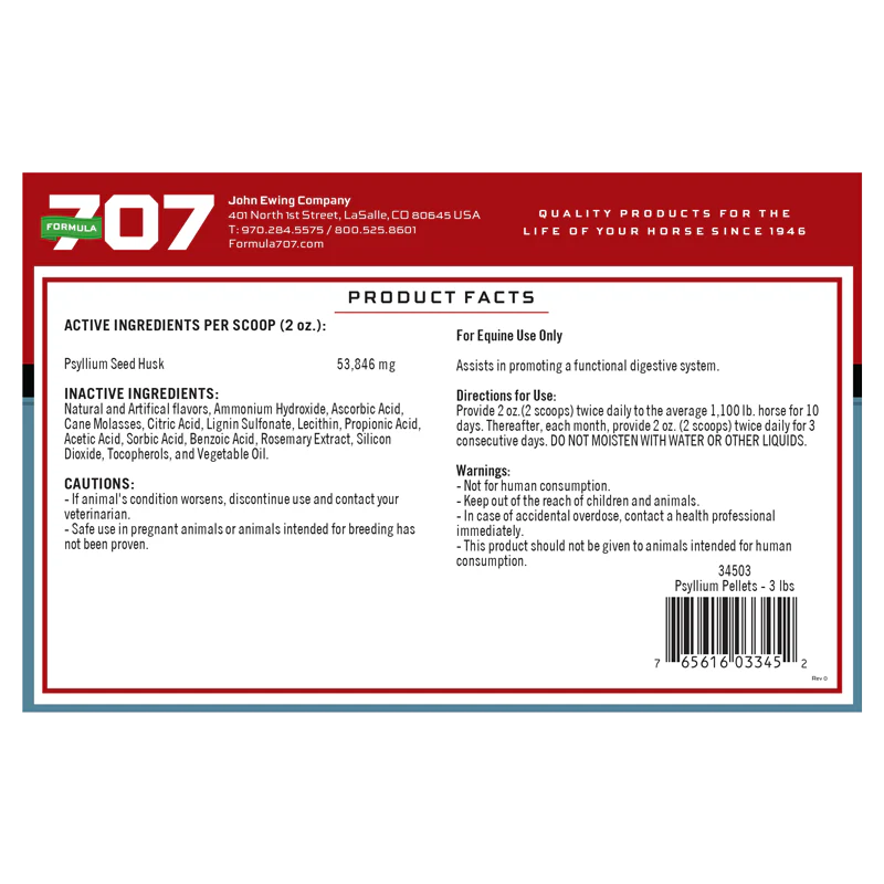 Formula 707 Psyllium Pellets for Horses