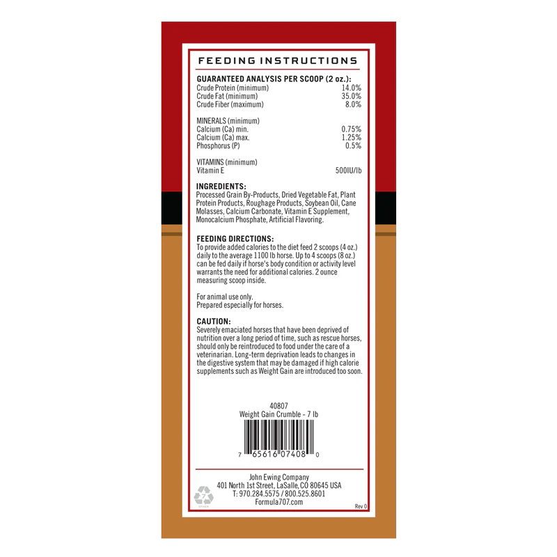 Formula 707 Weight Gain Supplement for Horses