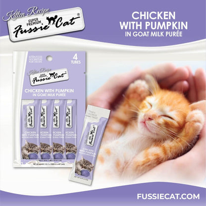Fussie Cat Chicken with Pumpkin in Goat Milk Puree Lickable Kitten Recipe, 0.5-oz tube, 4-count