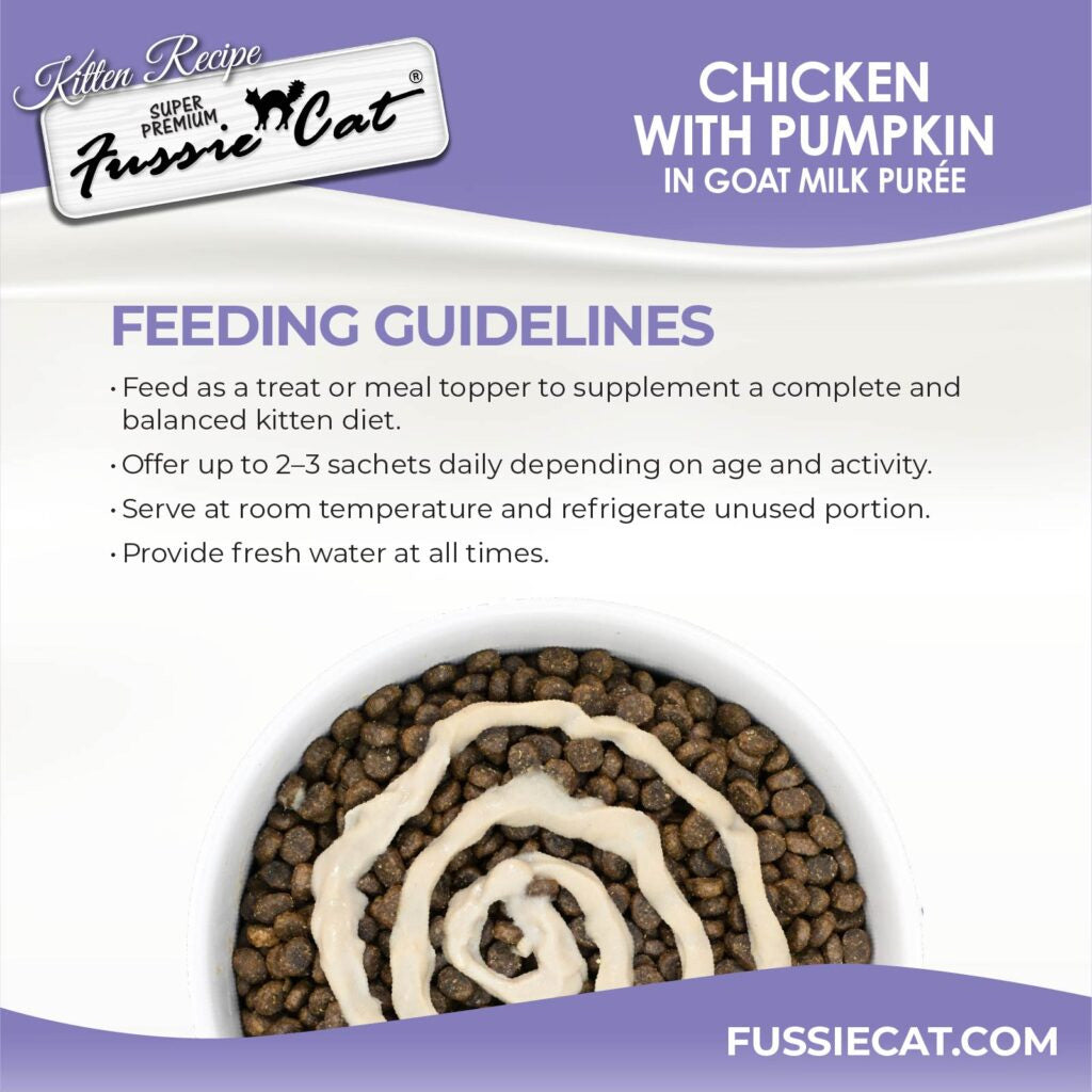 Fussie Cat Chicken with Pumpkin in Goat Milk Puree Lickable Kitten Recipe, 0.5-oz tube, 4-count