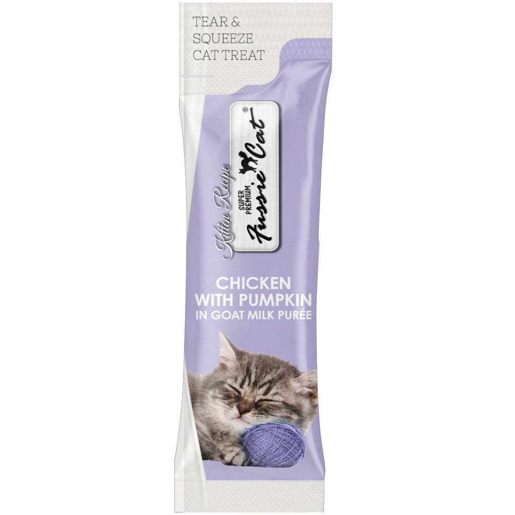 Fussie Cat Chicken with Pumpkin in Goat Milk Puree Lickable Kitten Recipe, 0.5-oz tube, 4-count