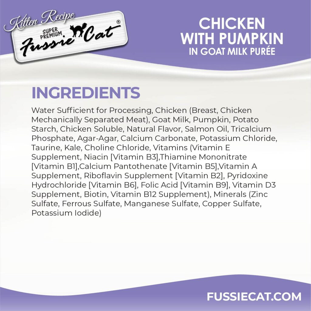 Fussie Cat Chicken with Pumpkin in Goat Milk Puree Lickable Kitten Recipe, 0.5-oz tube, 4-count