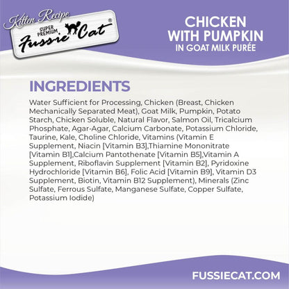 Fussie Cat Chicken with Pumpkin in Goat Milk Puree Lickable Kitten Recipe, 0.5-oz tube, 4-count