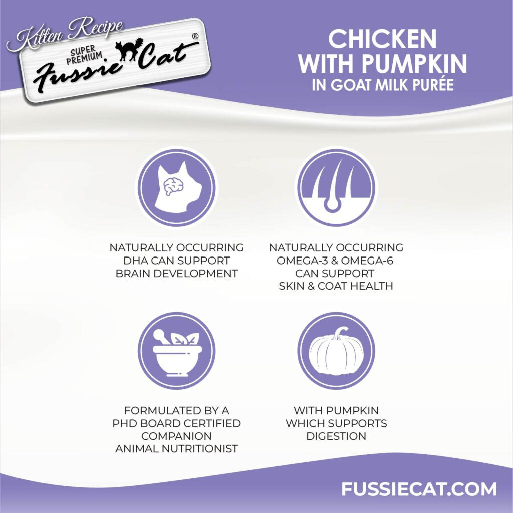 Fussie Cat Chicken with Pumpkin in Goat Milk Puree Lickable Kitten Recipe, 0.5-oz tube, 4-count