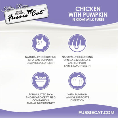 Fussie Cat Chicken with Pumpkin in Goat Milk Puree Lickable Kitten Recipe, 0.5-oz tube, 4-count