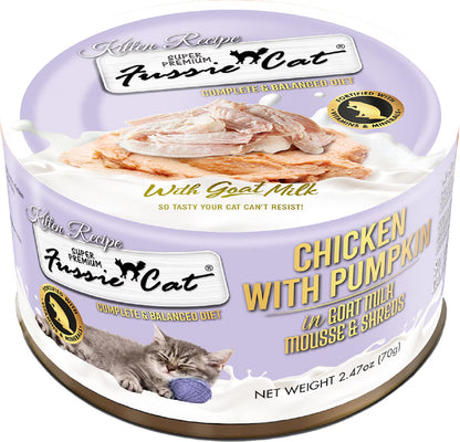 Fussie Cat Kitten Recipe Chicken with Pumpkin in Goat Milk Mousse & Shreds, 24-pack
