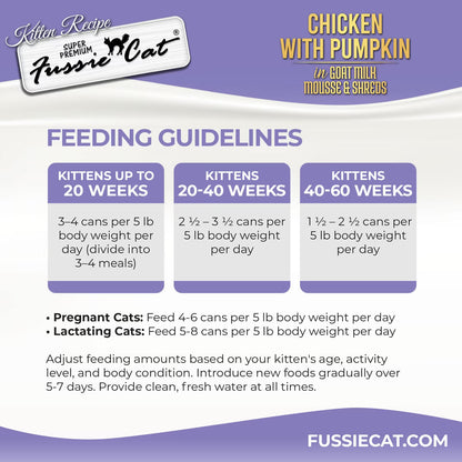 Fussie Cat Kitten Recipe Chicken with Pumpkin in Goat Milk Mousse & Shreds, 24-pack