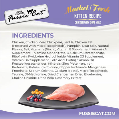 Fussie Cat Market Fresh Kitten Fresh Recipe Chicken with Goat Milk Dry Cat Food, 3.5-lb
