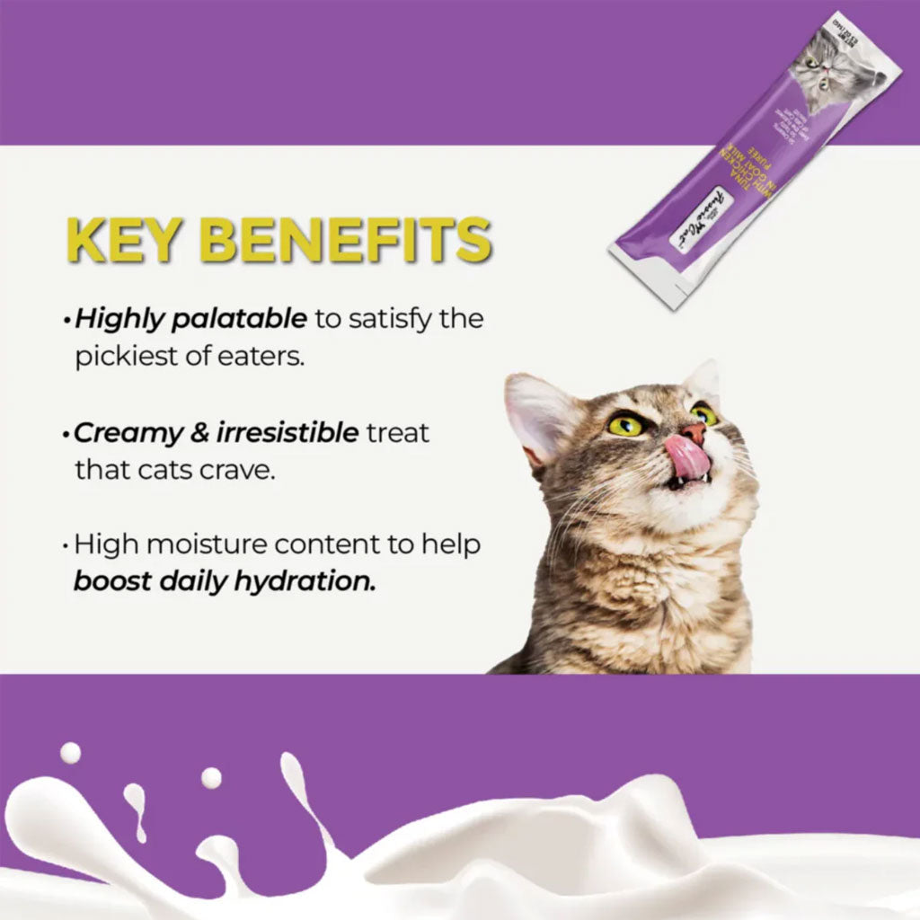 Fussie Cat Tuna with Chicken in Goat Milk Puree Lickable Cat Treats, 0.5-oz x 4-tubes