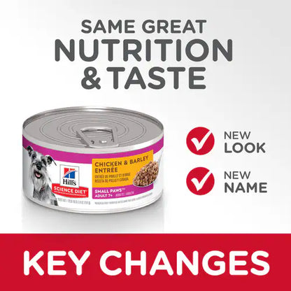 Hill's Science Diet Adult 7+ Small & Mini Canned Dog Food, Chicken & Barley Entrée (5.8 oz x 24 cans)