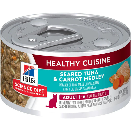 Hill's Science Diet Adult Healthy Cuisine Canned Cat Food, Seared Tuna & Carrot Medley (2.8 oz x 24 cans)