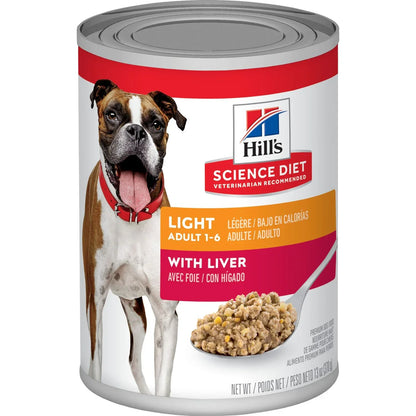 Hill's Science Diet Adult Light Canned Dog Food with Liver (13.1 oz x 12 cans)
