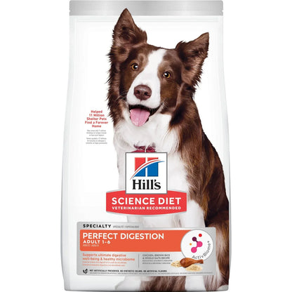 Hill's Science Diet Adult Perfect Digestion Chicken, Brown Rice, & Whole Oats Recipe Dry Dog Food, 12 lb bag