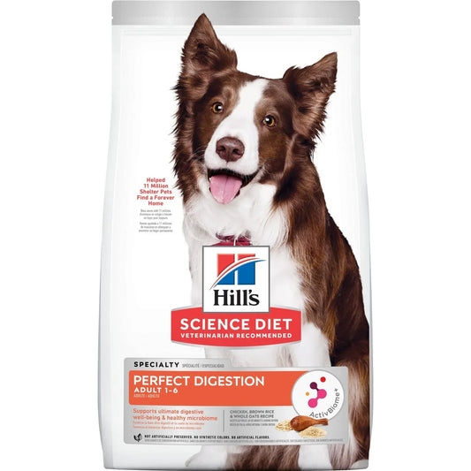 Hill's Science Diet Adult Perfect Digestion Chicken, Brown Rice, & Whole Oats Recipe Dry Dog Food, 12 lb bag
