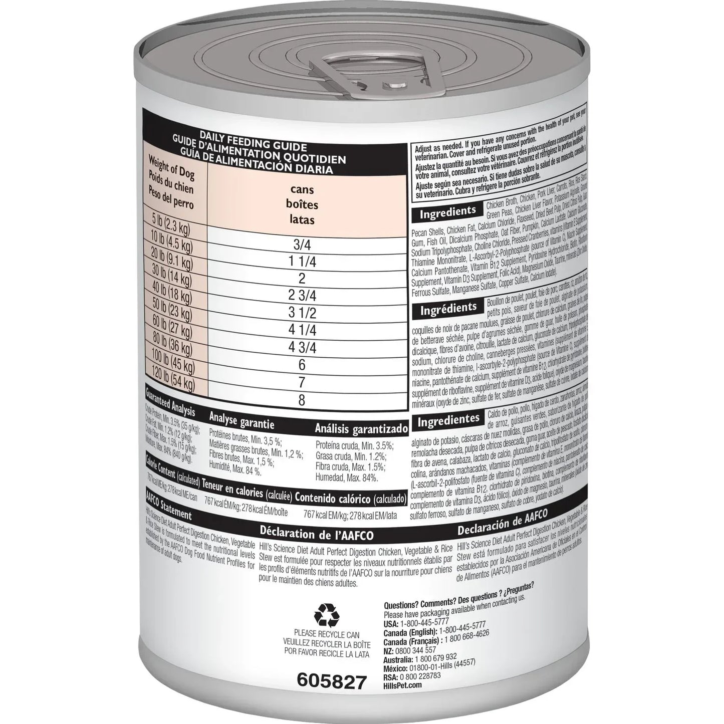 Hill's Science Diet Adult Perfect Digestion Chicken, Vegetable & Rice Stew Canned Dog Food (12.8 oz x 12 cans)