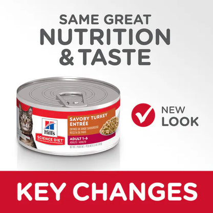 Hill's Science Diet Adult Savory Turkey Entrée Canned Cat Food (5.5 oz x 24 cans)