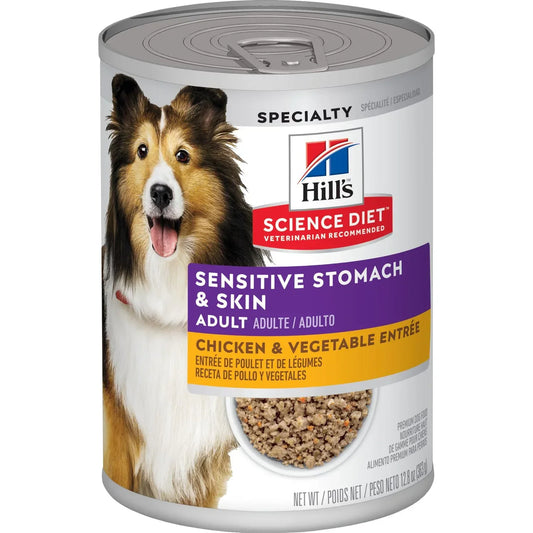 Hill's Science Diet Adult Sensitive Stomach & Skin Chicken & Vegetable Entrée Canned Dog Food (12.8 oz x 12 cans)