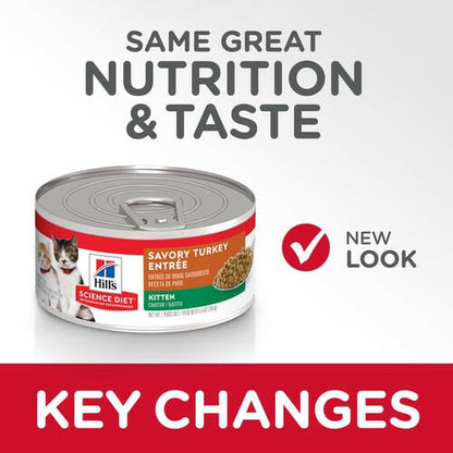 Hill's Science Diet Kitten Canned Cat Food, Savory Turkey Entrée (5.5 oz x 24 cans)