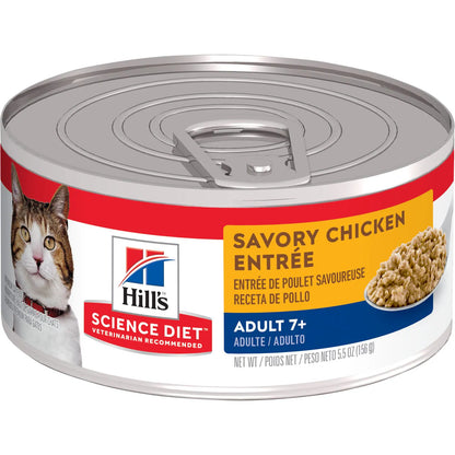 Hill's Science Diet Senior 7+ Canned Cat Food, Savory Chicken Entrée (5.5 oz x 24 cans)