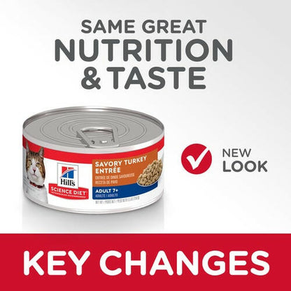 Hill's Science Diet Senior 7+ Canned Cat Food, Savory Turkey Entrée (5.5 oz x 24 cans)