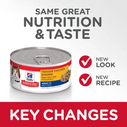 Hill's Science Diet Senior 7+ Canned Cat Food, Tender Chicken Dinner (5.5 oz x 24 cans)