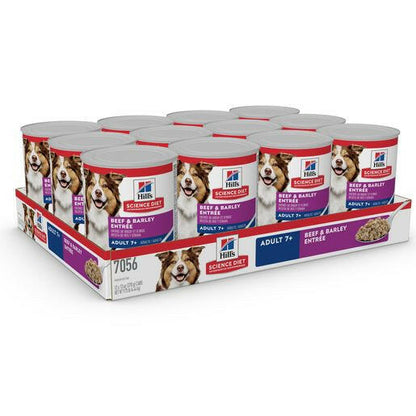 Hill's Science Diet Senior 7+ Canned Dog Food, Beef & Barley Entrée (13.1 oz x 12 cans)