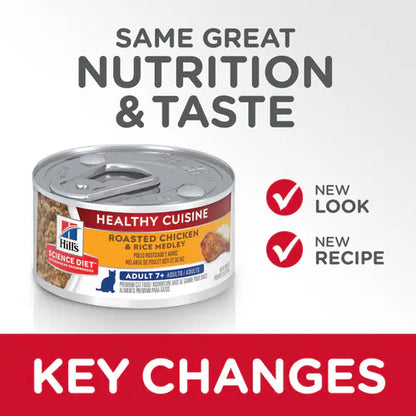 Hill's Science Diet Senior 7+ Healthy Cuisine Canned Cat Food, Roasted Chicken & Rice Medley  (2.8 oz x 24 cans)