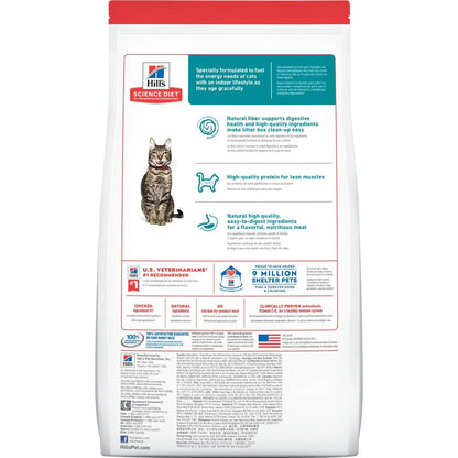 Hill's Science Diet Senior 7+ Indoor Dry Cat Food, Chicken Recipe (15.5 lb)