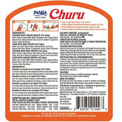 Inaba Churu Beef & Cheese Variety Pack Grain-Free Lickable Treat for Cats, 50 count