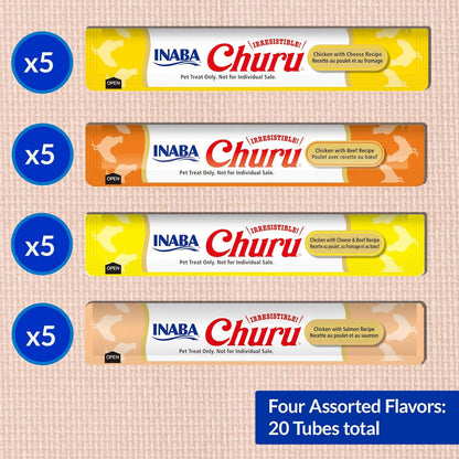 Inaba Churu Chicken & Beef Variety Pack Grain-Free Lickable Treat for Cats, 20 count box