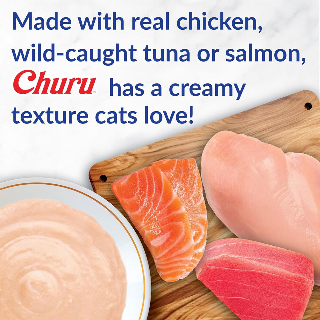 Inaba Churu Chicken & Seafood Variety Pack Grain-Free Lickable Treat for Cats, 50 count