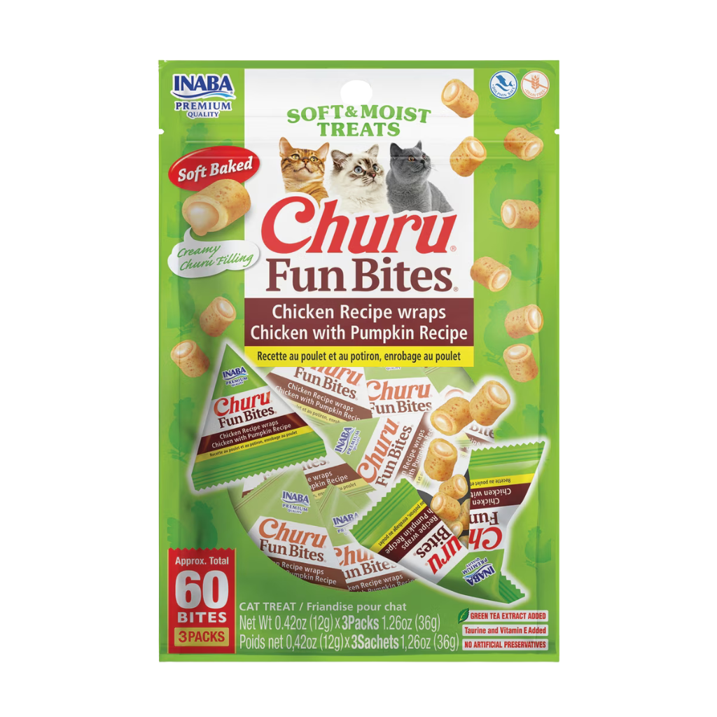 Inaba Churu Fun Bites Chicken Recipe Wraps Soft & Moist Cat Treats (3 packs)