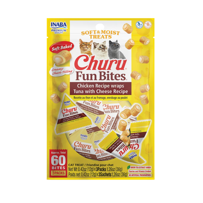 Inaba Churu Fun Bites Chicken Recipe Wraps Soft & Moist Cat Treats (3 packs)