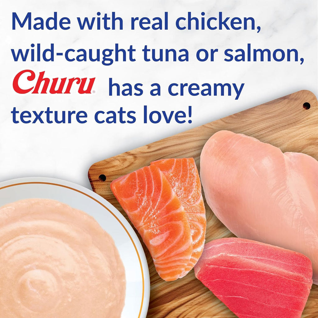 Inaba Churu Indoor Care Chicken Recipe Puree Grain-Free Lickable Treat for Cats, 0.5-oz x 4-tubes