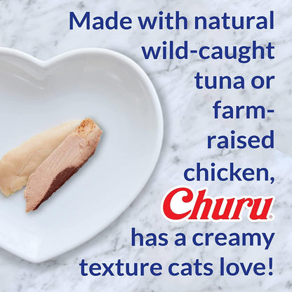 Inaba Churu Indoor Care Tuna Recipe Puree Grain-Free Lickable Treat for Cats, 0.5-oz x 4-tubes