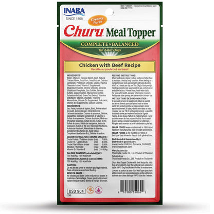 Inaba Churu Meal Topper Chicken with Beef Recipe Dog Food, 0.5-oz x 4-tubes