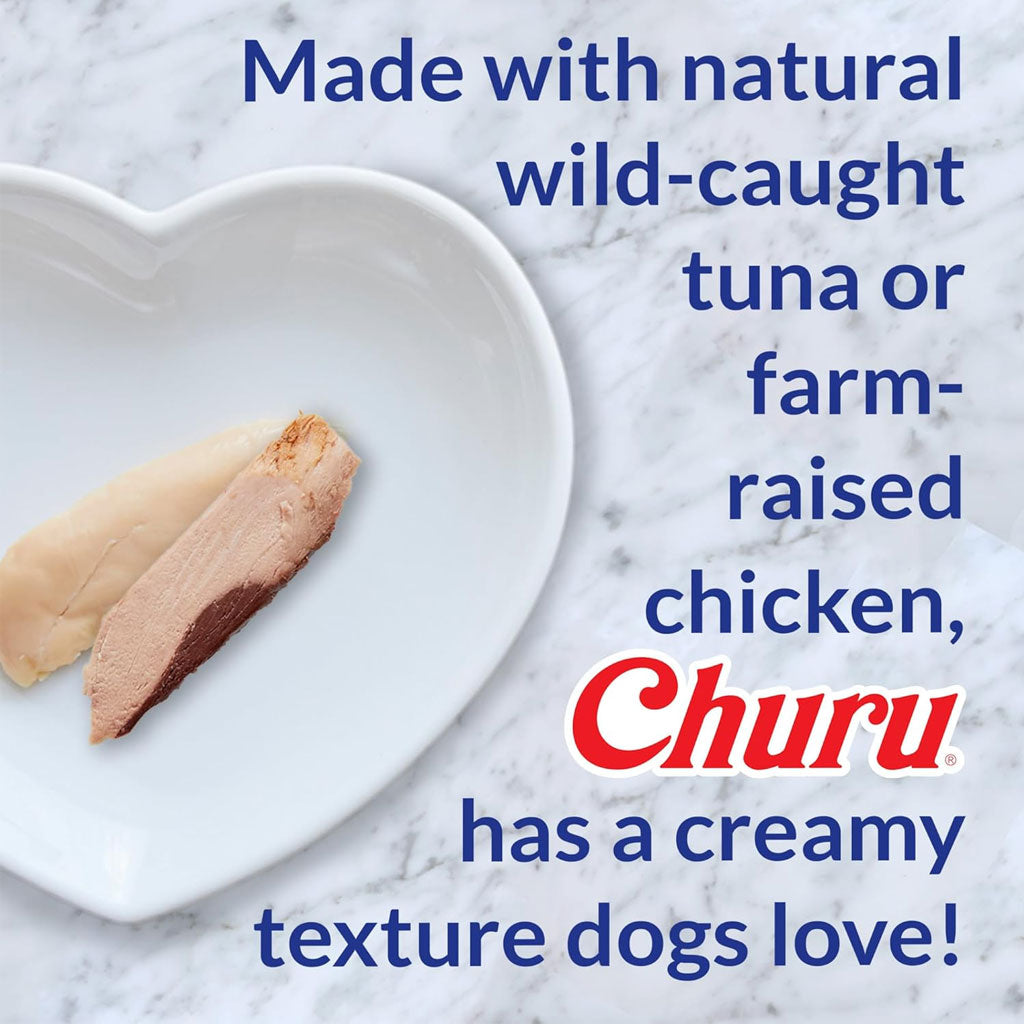 Inaba Churu Meal Topper Chicken with Salmon Recipe Dog Food, 0.5-oz x 4-tubes