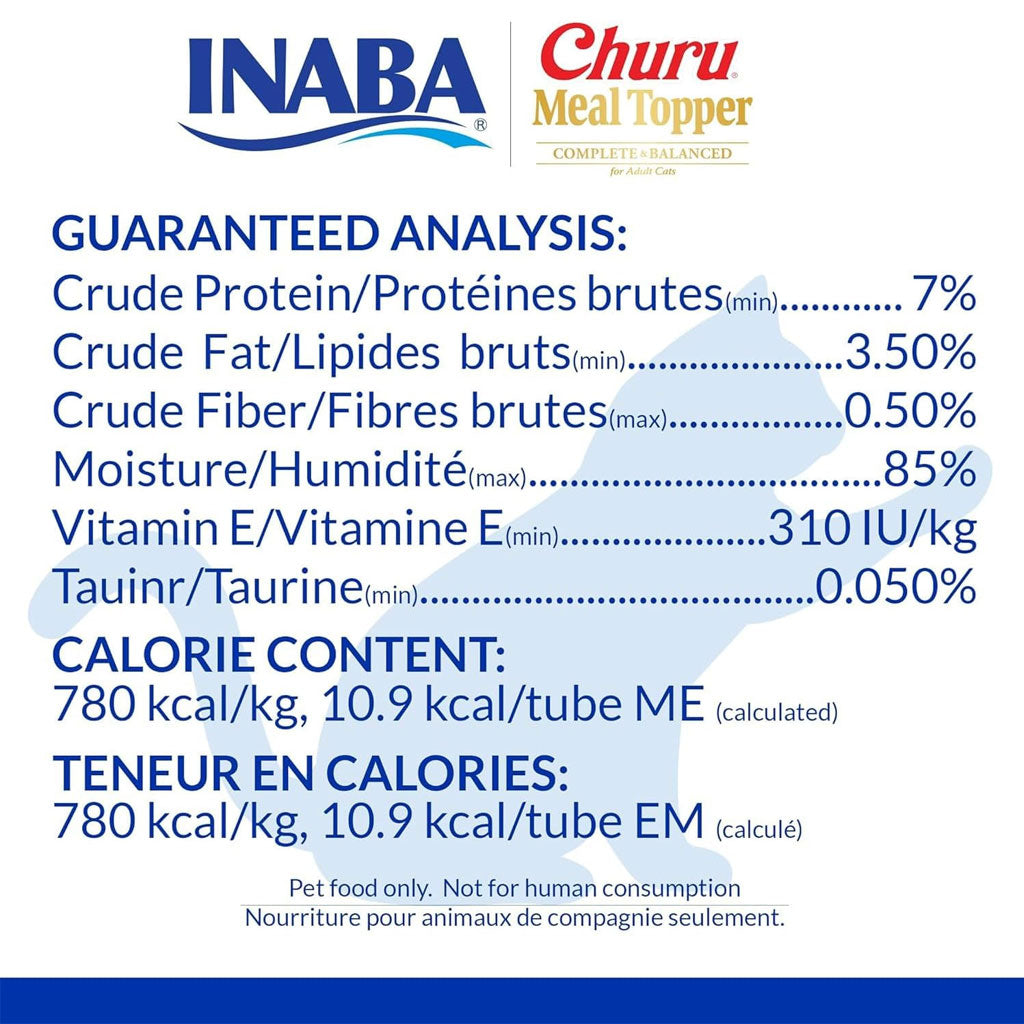 Inaba Churu Meal Topper Tuna Recipe Cat Food, 0.5-oz x 4-tubes