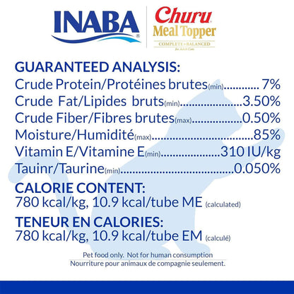 Inaba Churu Meal Topper Tuna Recipe Cat Food, 0.5-oz x 4-tubes
