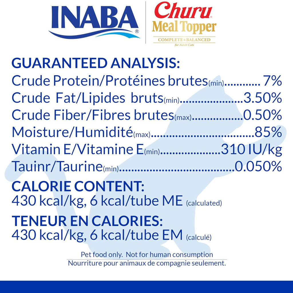 Inaba Churu Meal Topper Tuna with Scallop Recipe Cat Food, 0.5-oz x 4-tubes