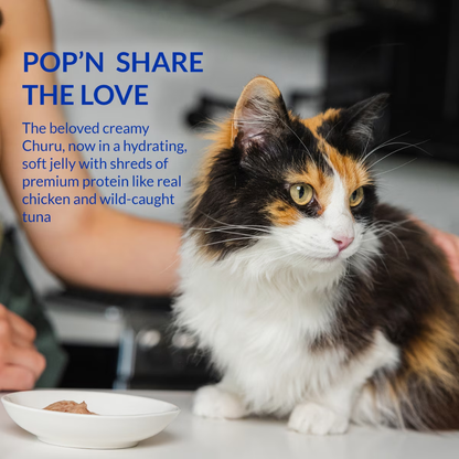 Inaba Churu Pop'n Serve Tuna Recipe Grain-Free Lickable Cat Treats, 1.2-oz cup