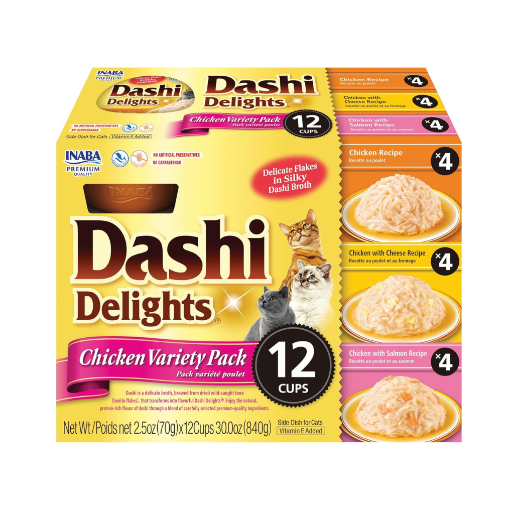 Inaba Dashi Delights Chicken Variety Pack in Broth Cat Food, 2.5-oz, pack of 12