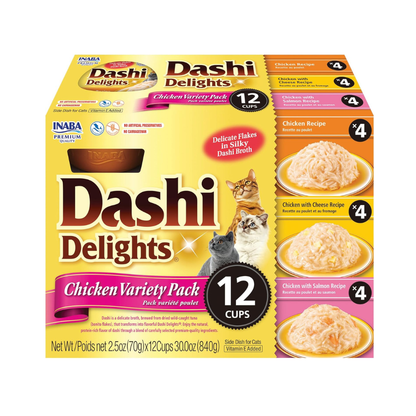 Inaba Dashi Delights Chicken Variety Pack in Broth Cat Food, 2.5-oz, pack of 12